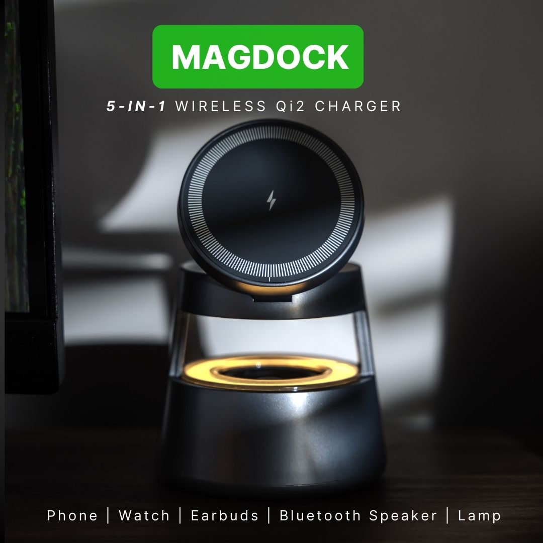 MagDock® 5-in-1 Wireless Charging Station + Bluetooth Speaker