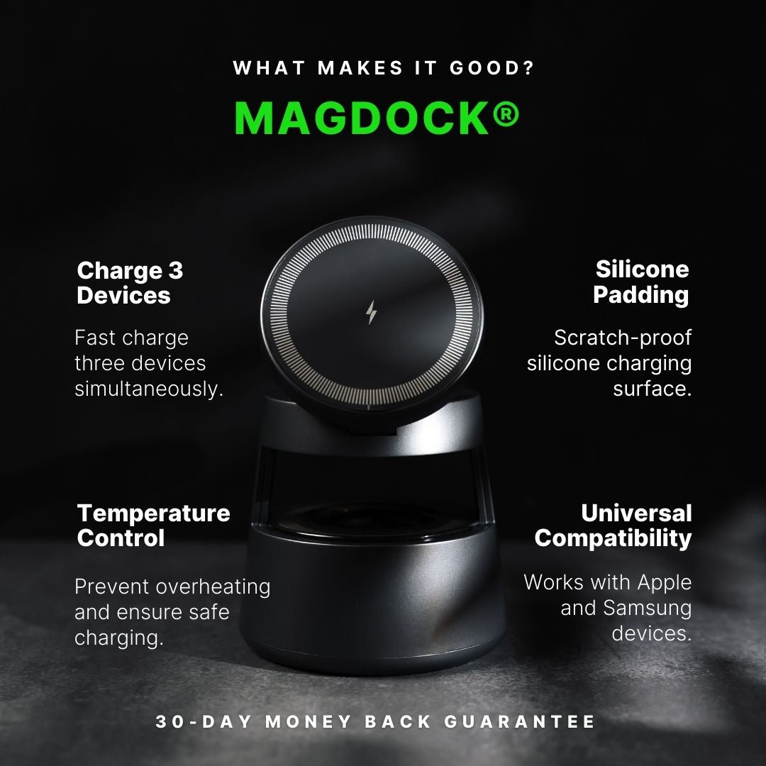 MagDock® 5-in-1 Wireless Charging Station + Bluetooth Speaker