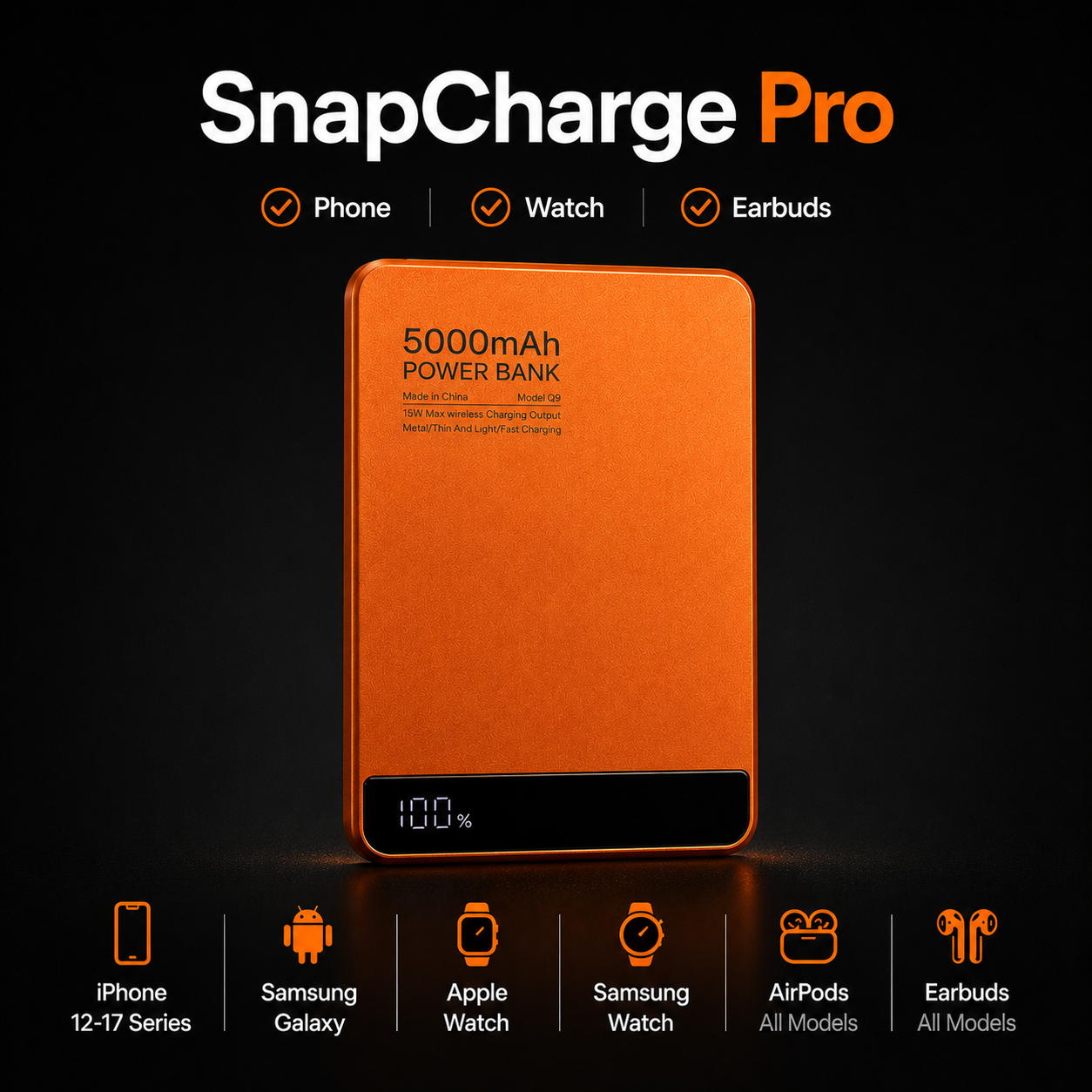 SnapCharge Pro | 25W Qi2 Magnetic Power Bank for Fast Dual Charging