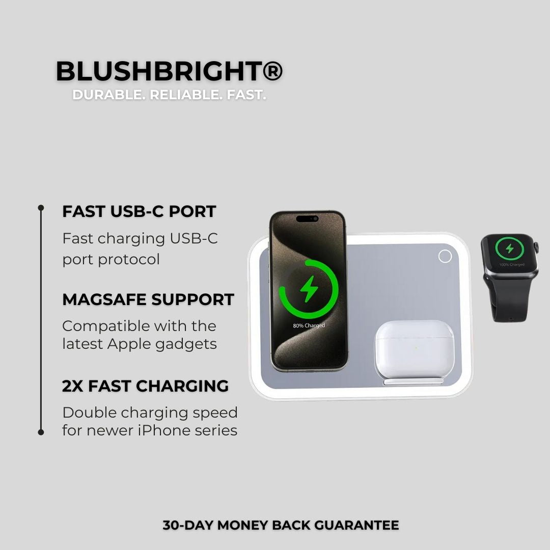 BlushBright® Vanity Mirror Wireless Charger