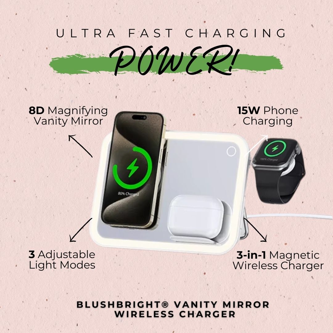 BlushBright® Vanity Mirror Wireless Charger