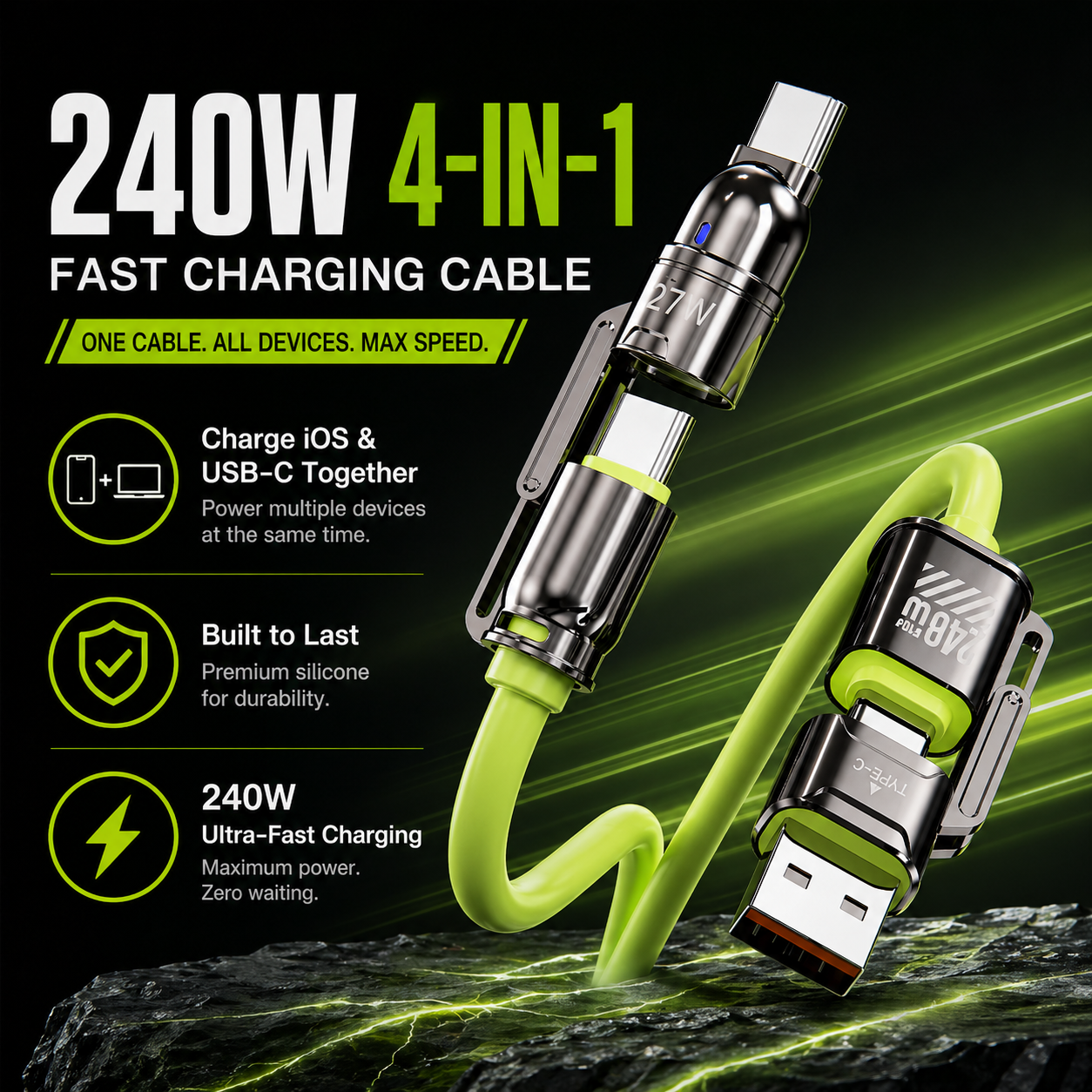 ChargeFlex 240W 4-in-1 Fast Charging Cable