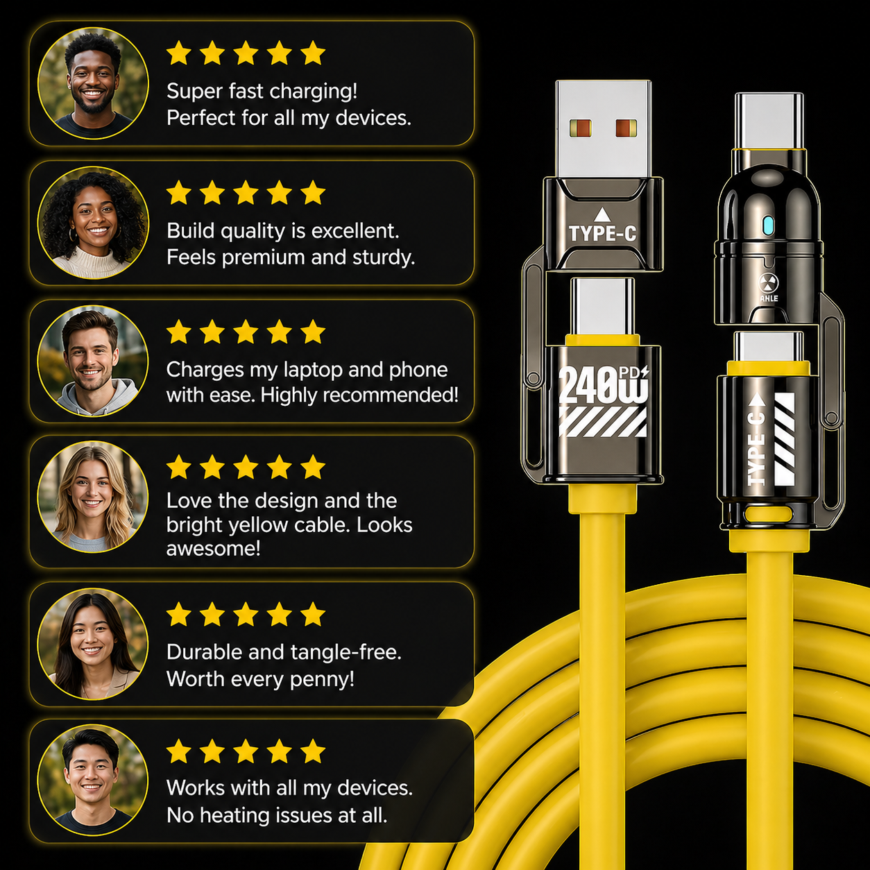 ChargeFlex 240W 4-in-1 Fast Charging Cable