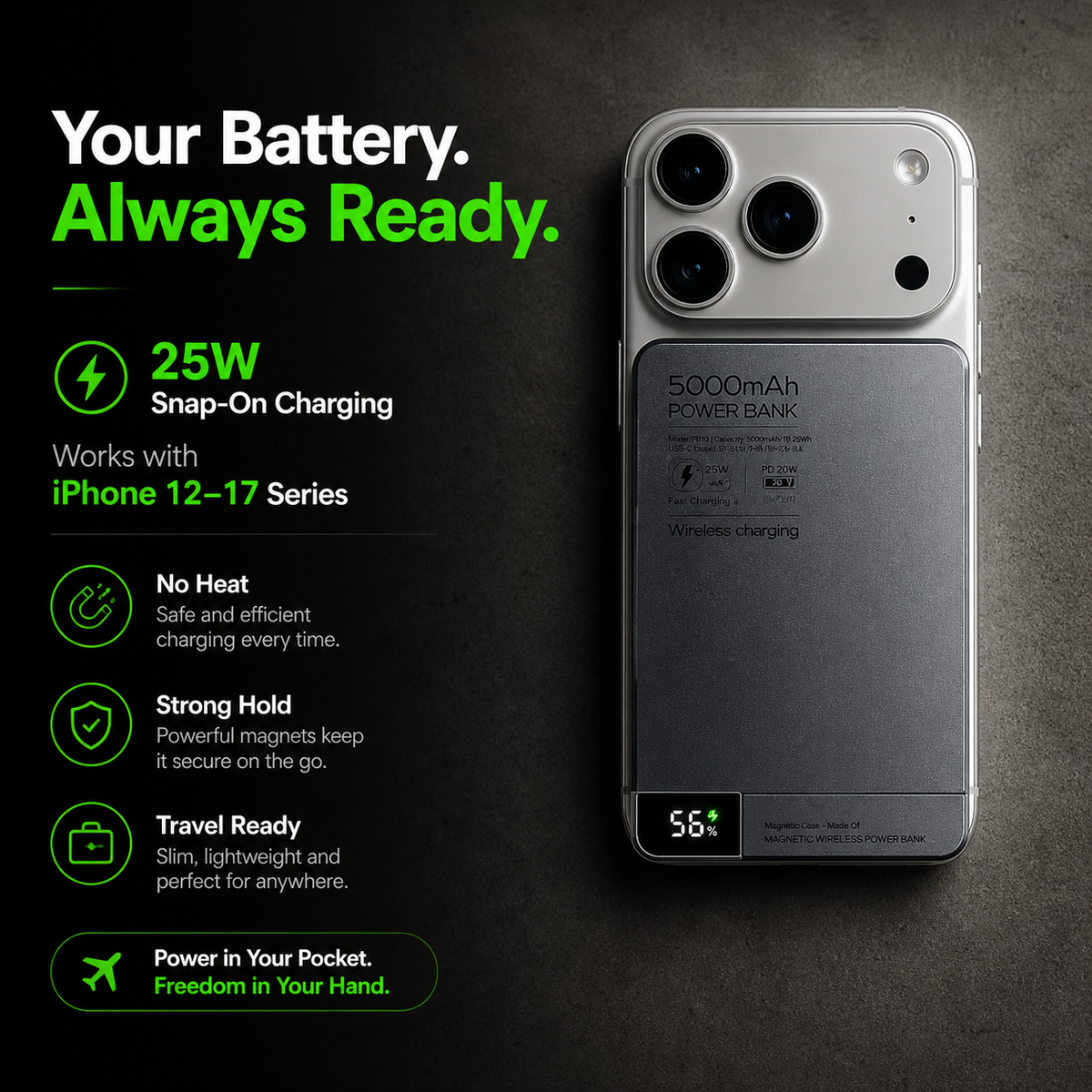 SnapCharge® - The thinnest Power Bank to charge Apple & Samsung