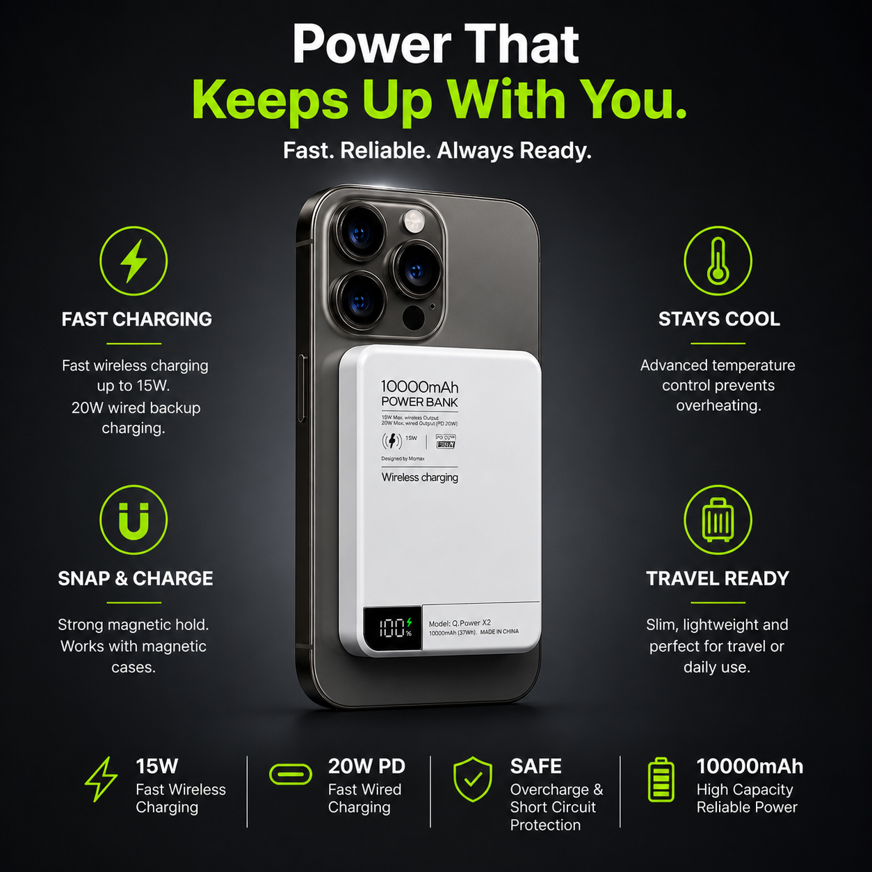 SnapCharge® 20W Magnetic Power Bank
