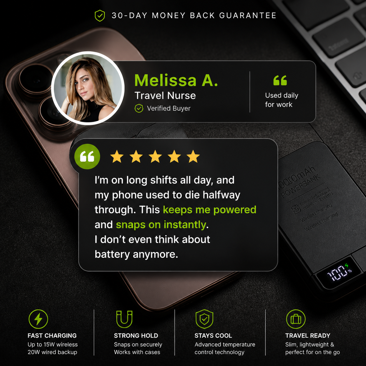 SnapCharge® 20W Magnetic Power Bank