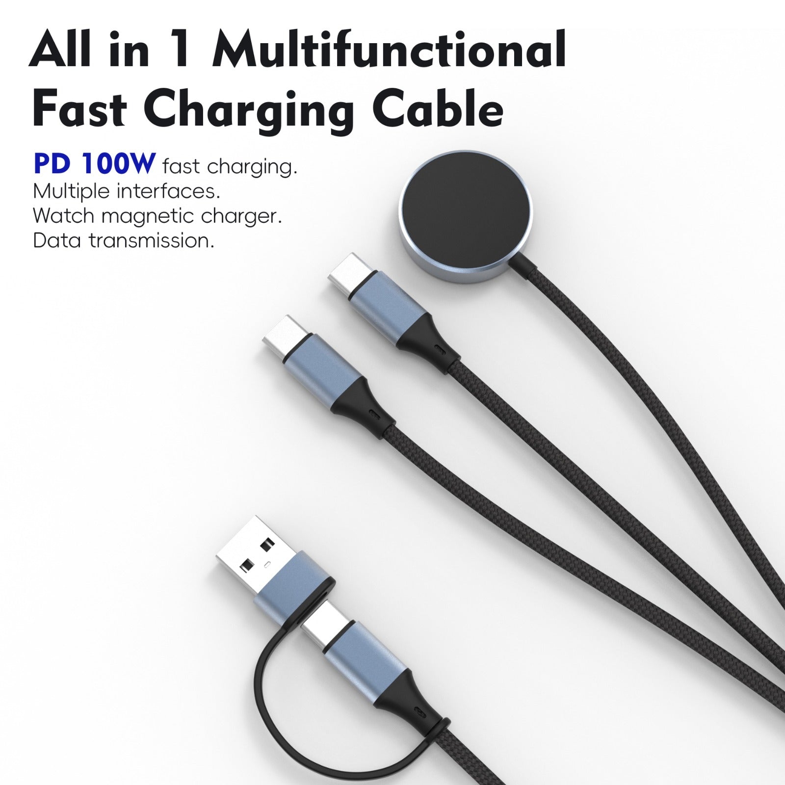 100W Universal 3-in-1 Cable with Watch Charger