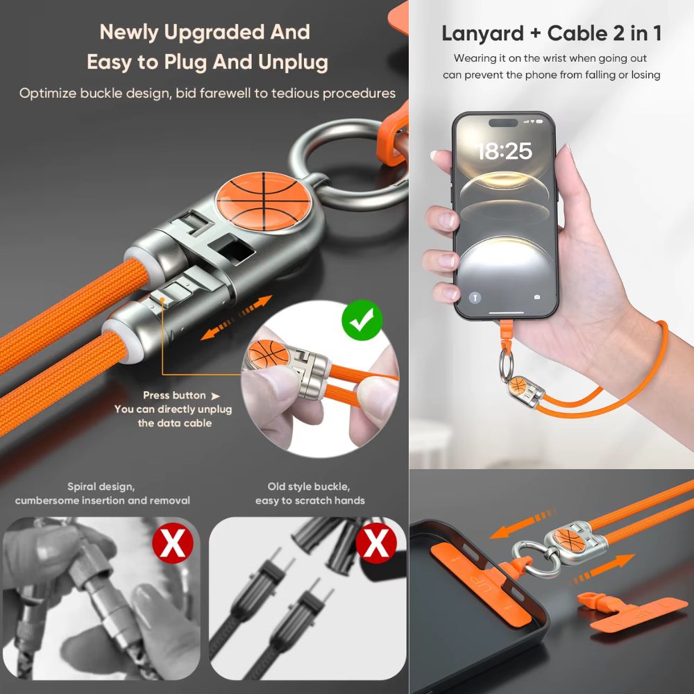 SnapFast Lanyard Cable — 240W USB-C to USB-C Fast Charging